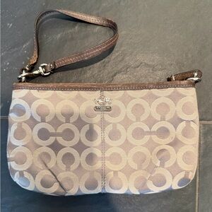 Authentic Coach Beige and Brown large Wristlet